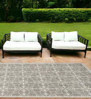 7' X 10' Gray Moroccan Indoor Outdoor Area Rug-Outdoor Rugs-DECOROLALA