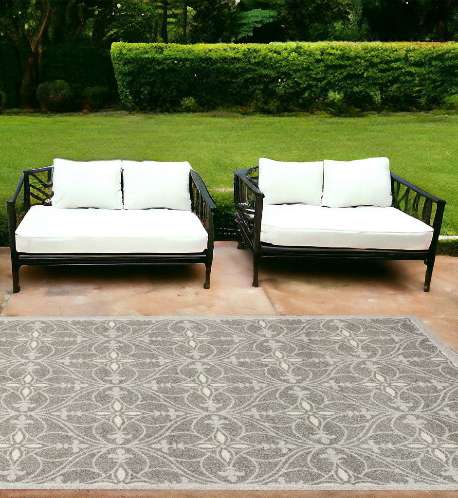7' X 10' Gray Moroccan Indoor Outdoor Area Rug-Outdoor Rugs-DECOROLALA