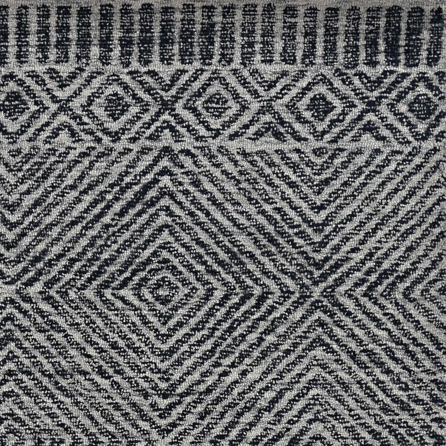 7' X 10' Gray and Black Wool Geometric Hand Tufted Area Rug-Area Rugs-DECOROLALA