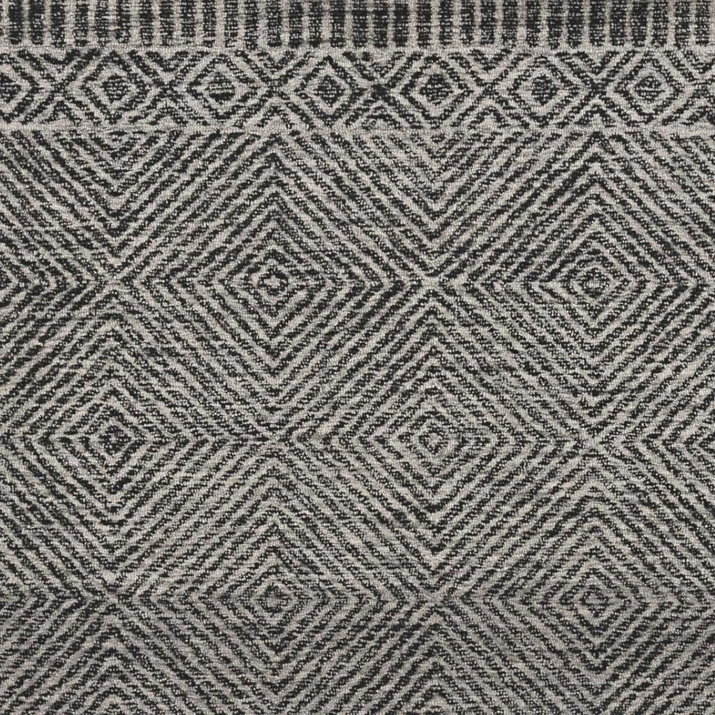 7' X 10' Gray and Black Wool Geometric Hand Tufted Area Rug-Area Rugs-DECOROLALA