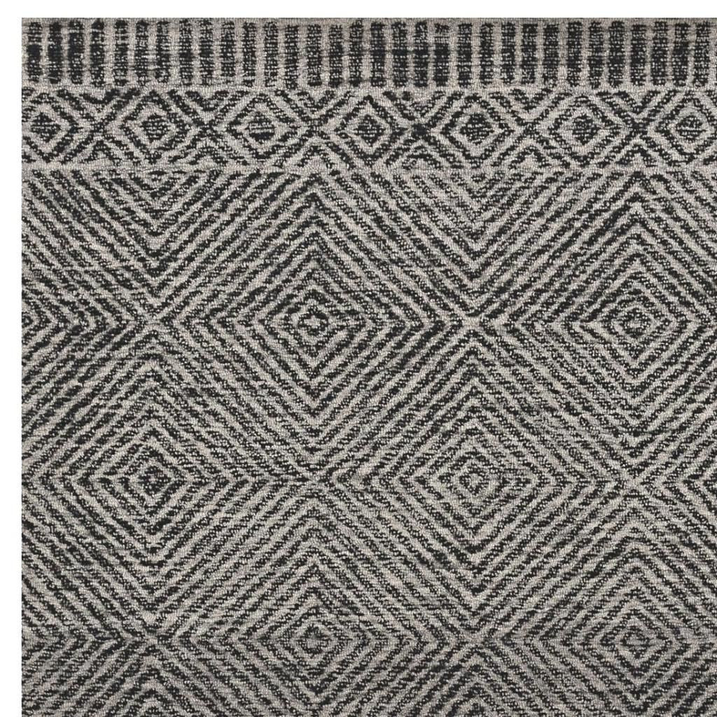7' X 10' Gray and Black Wool Geometric Hand Tufted Area Rug-Area Rugs-DECOROLALA