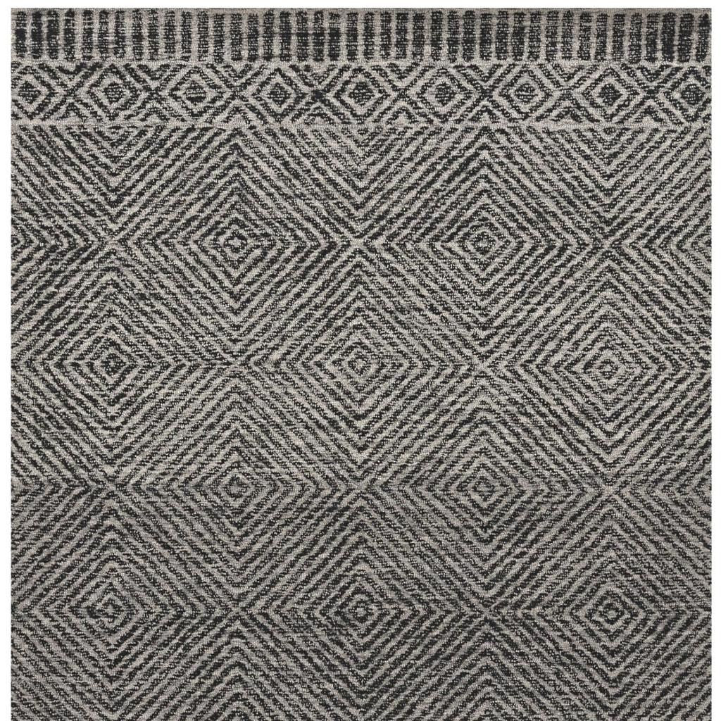 7' X 10' Gray and Black Wool Geometric Hand Tufted Area Rug-Area Rugs-DECOROLALA