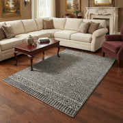 7' X 10' Gray and Black Wool Geometric Hand Tufted Area Rug-Area Rugs-DECOROLALA