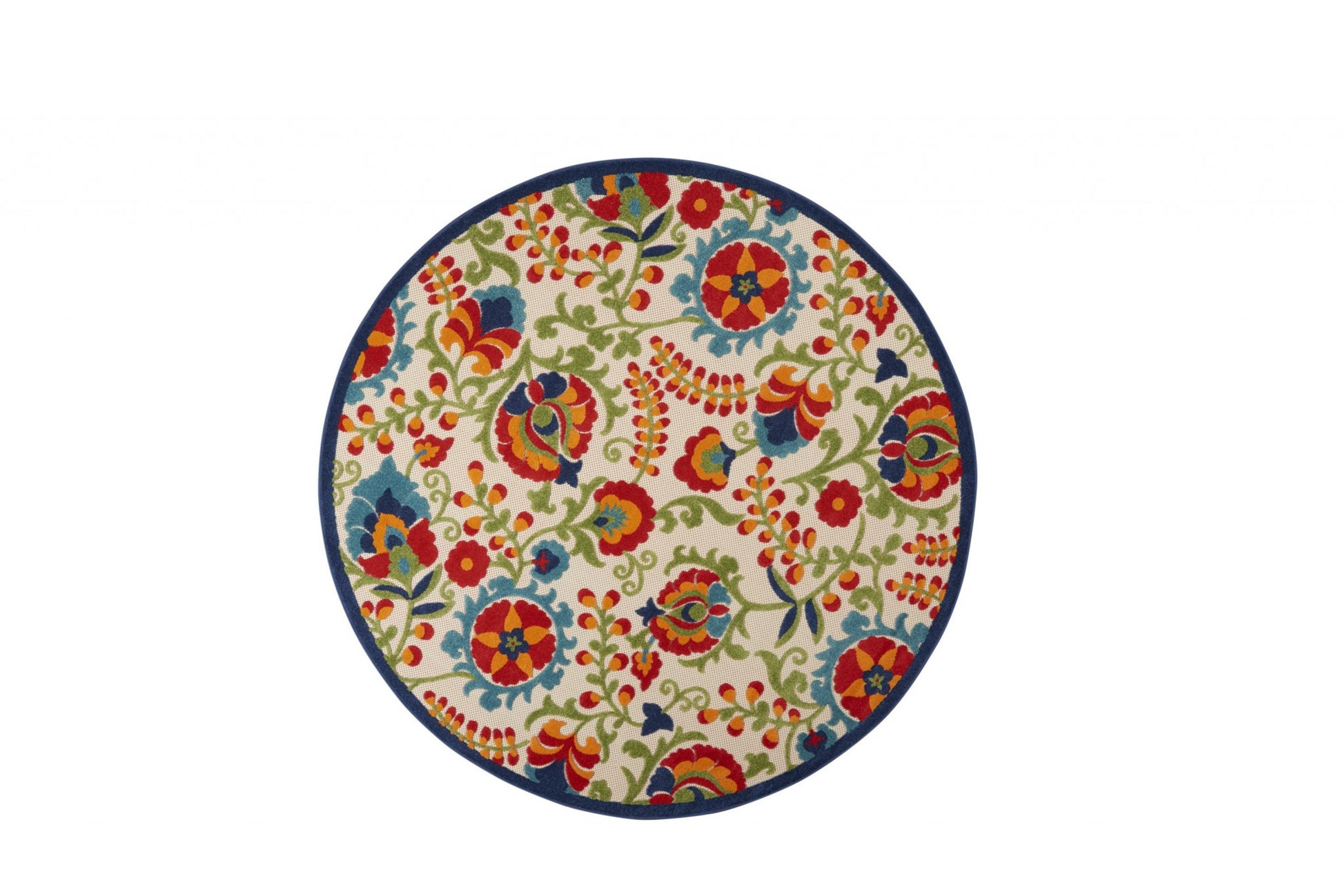 7' X 10' Green And Ivory Indoor Outdoor Area Rug-Outdoor Rugs-DECOROLALA