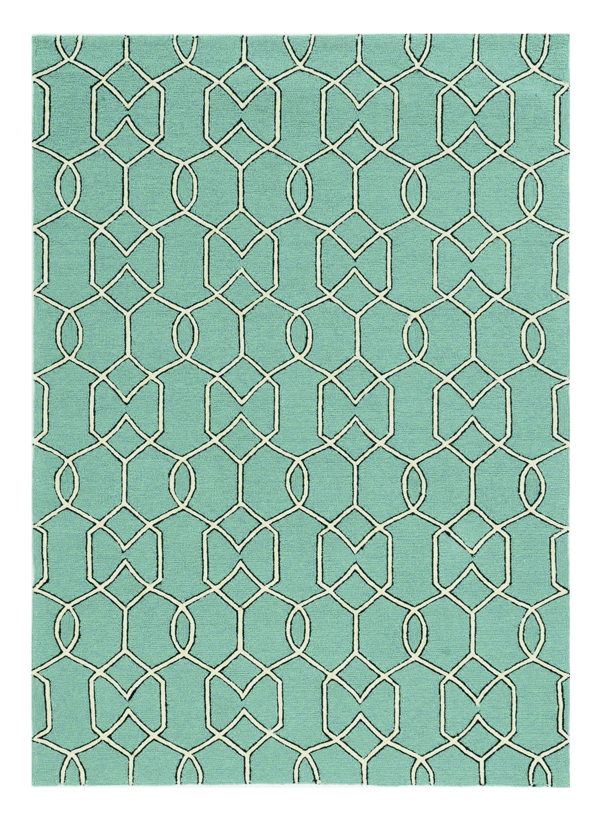 7' X 10' Green Moroccan Indoor Outdoor Area Rug-Outdoor Rugs-DECOROLALA