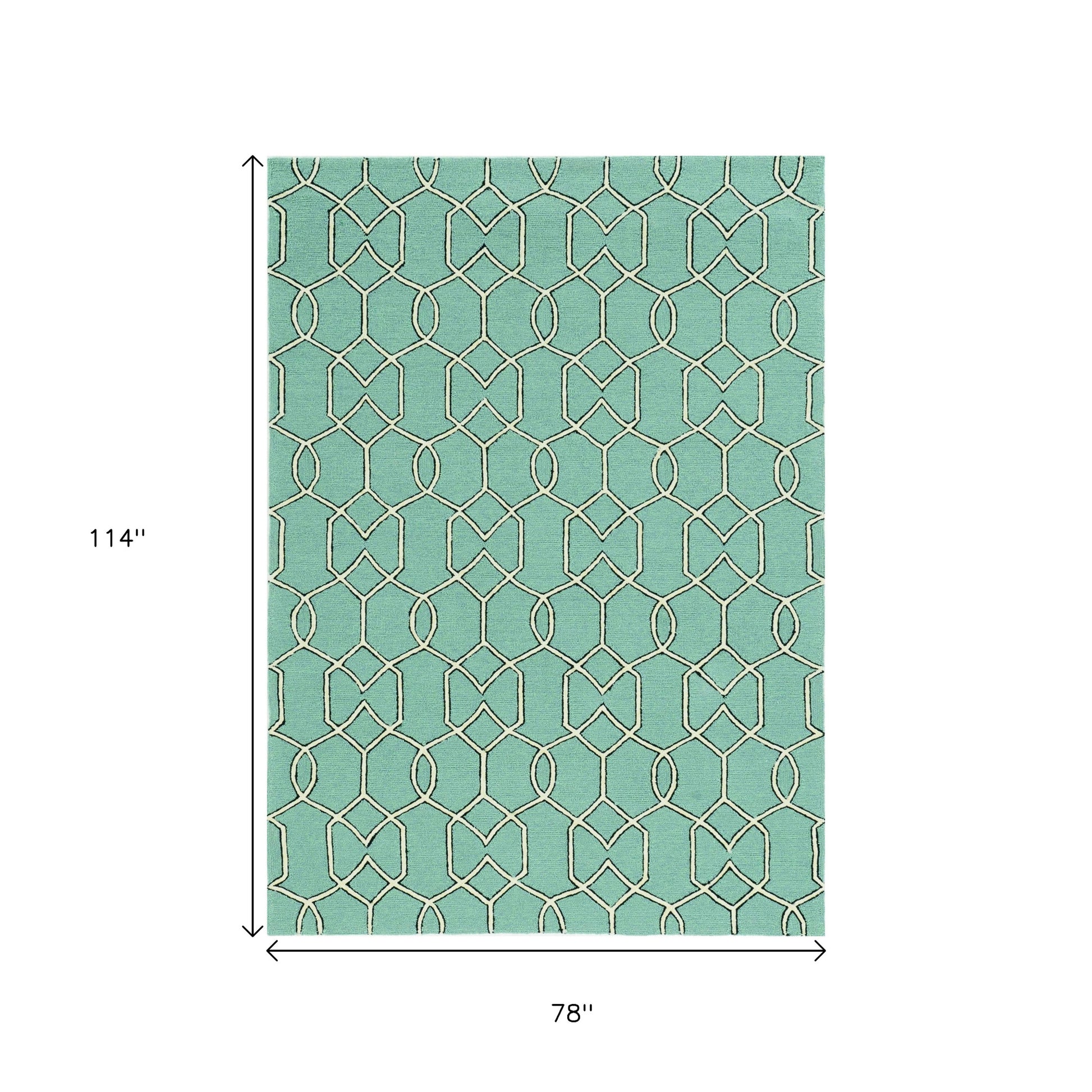 7' X 10' Green Moroccan Indoor Outdoor Area Rug-Outdoor Rugs-DECOROLALA