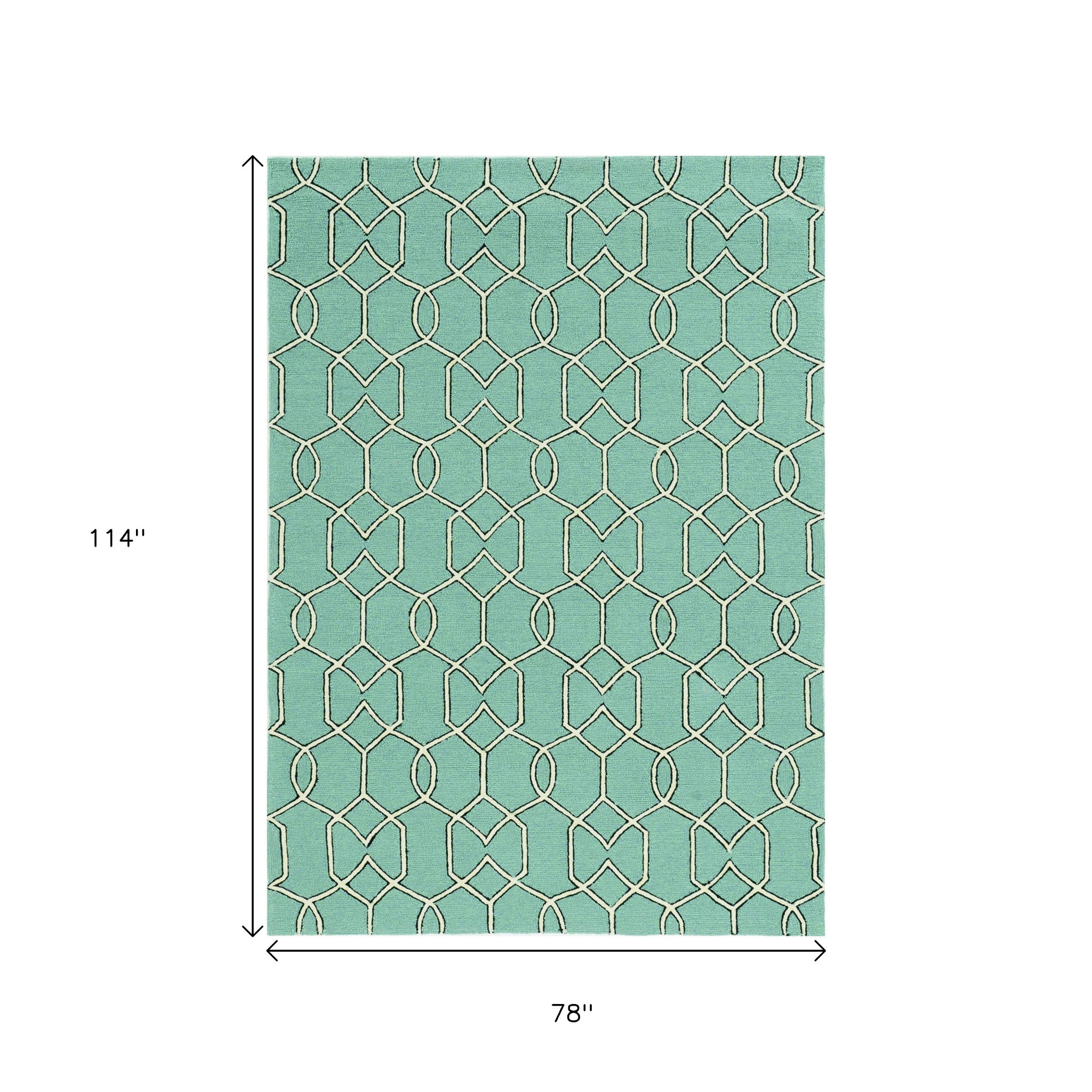 7' X 10' Green Moroccan Indoor Outdoor Area Rug-Outdoor Rugs-DECOROLALA