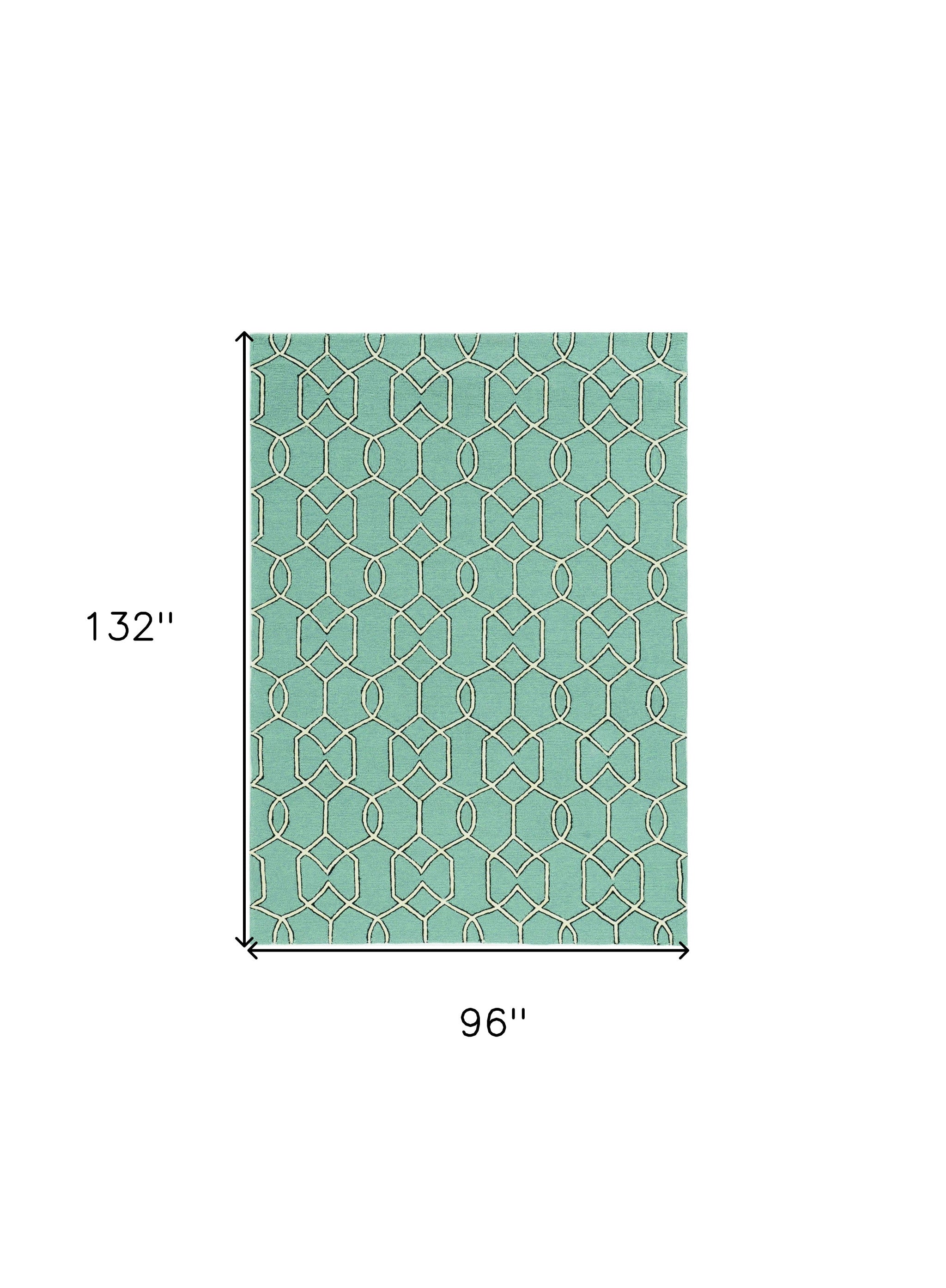 7' X 10' Green Moroccan Indoor Outdoor Area Rug-Outdoor Rugs-DECOROLALA
