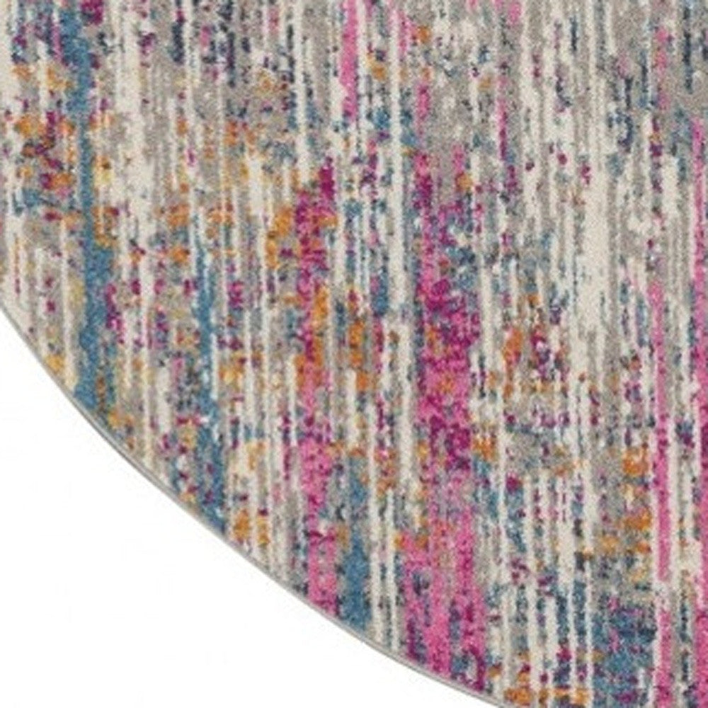 7' X 10' Ivory And Blue Abstract Area Rug-Area Rugs-DECOROLALA