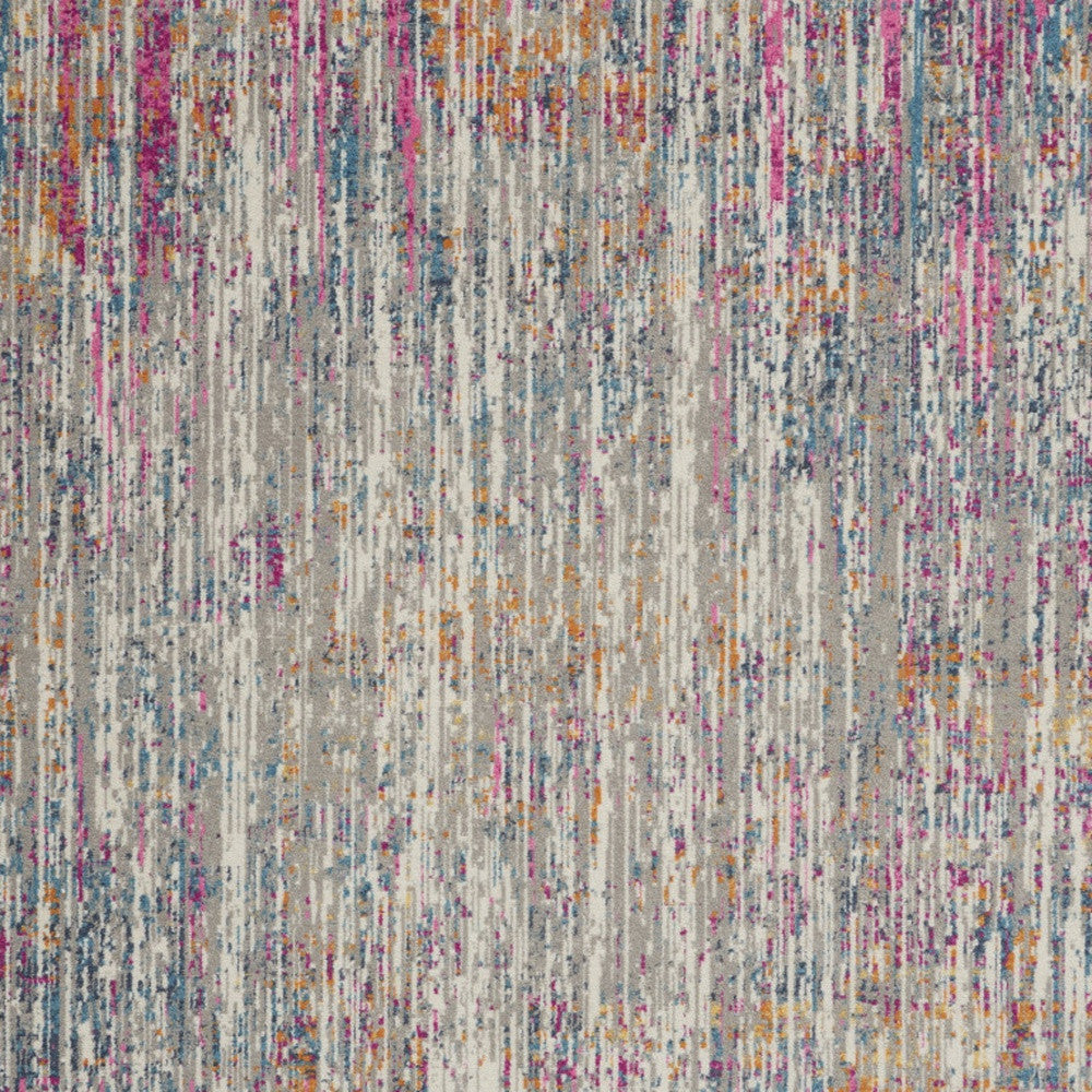 7' X 10' Ivory And Blue Abstract Area Rug-Area Rugs-DECOROLALA