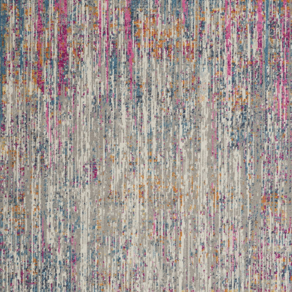 7' X 10' Ivory And Blue Abstract Area Rug-Area Rugs-DECOROLALA