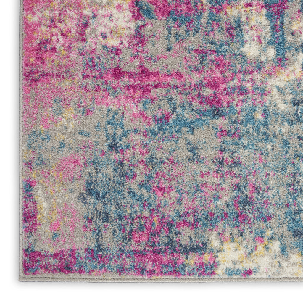 7' X 10' Ivory And Blue Abstract Area Rug-Area Rugs-DECOROLALA