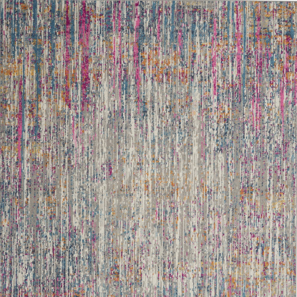 7' X 10' Ivory And Blue Abstract Area Rug-Area Rugs-DECOROLALA