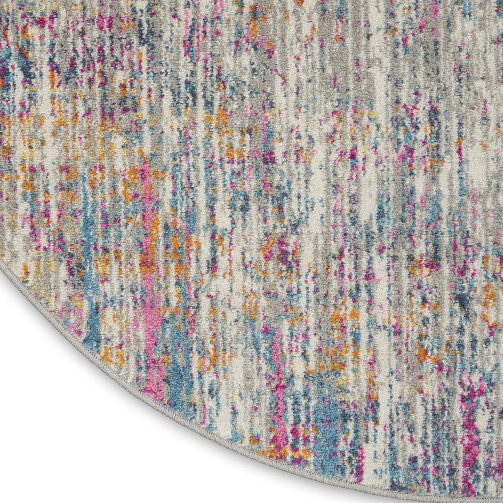 7' X 10' Ivory And Blue Abstract Area Rug-Area Rugs-DECOROLALA