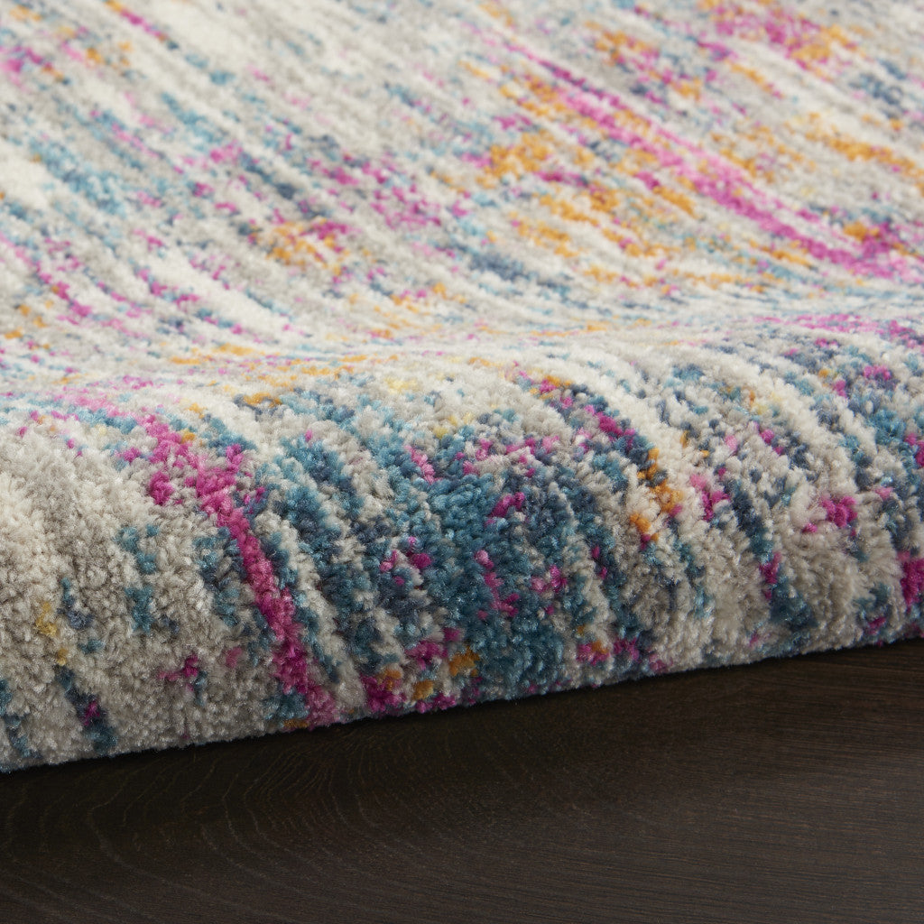 7' X 10' Ivory And Blue Abstract Area Rug-Area Rugs-DECOROLALA