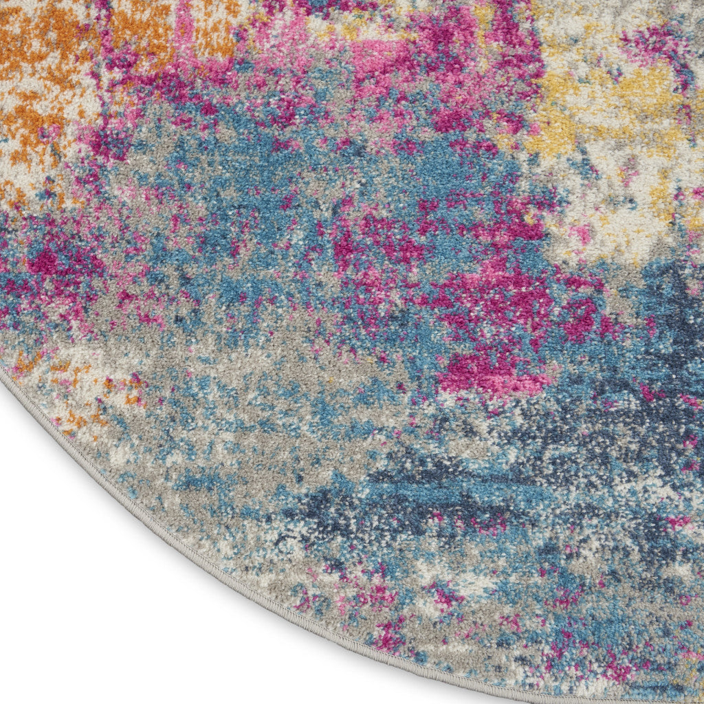 7' X 10' Ivory And Blue Abstract Area Rug-Area Rugs-DECOROLALA