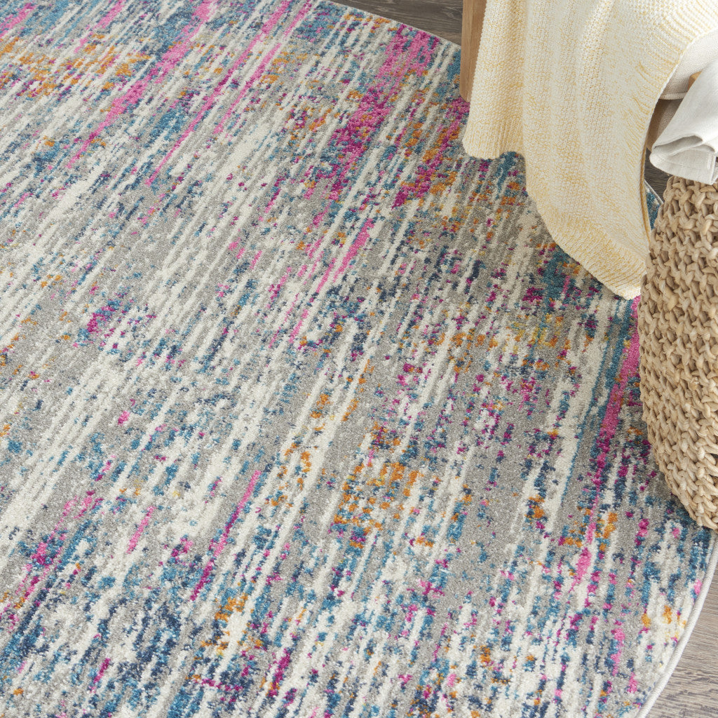 7' X 10' Ivory And Blue Abstract Area Rug-Area Rugs-DECOROLALA