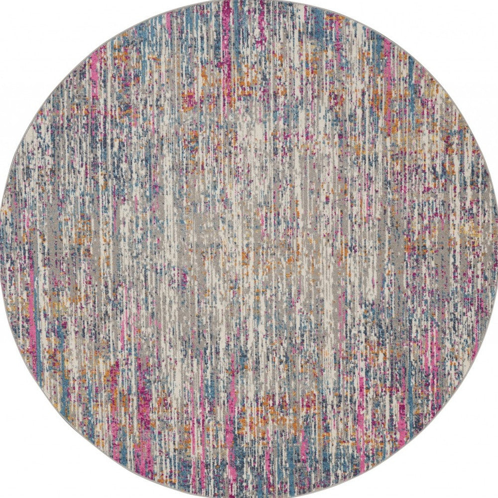 7' X 10' Ivory And Blue Abstract Area Rug-Area Rugs-DECOROLALA