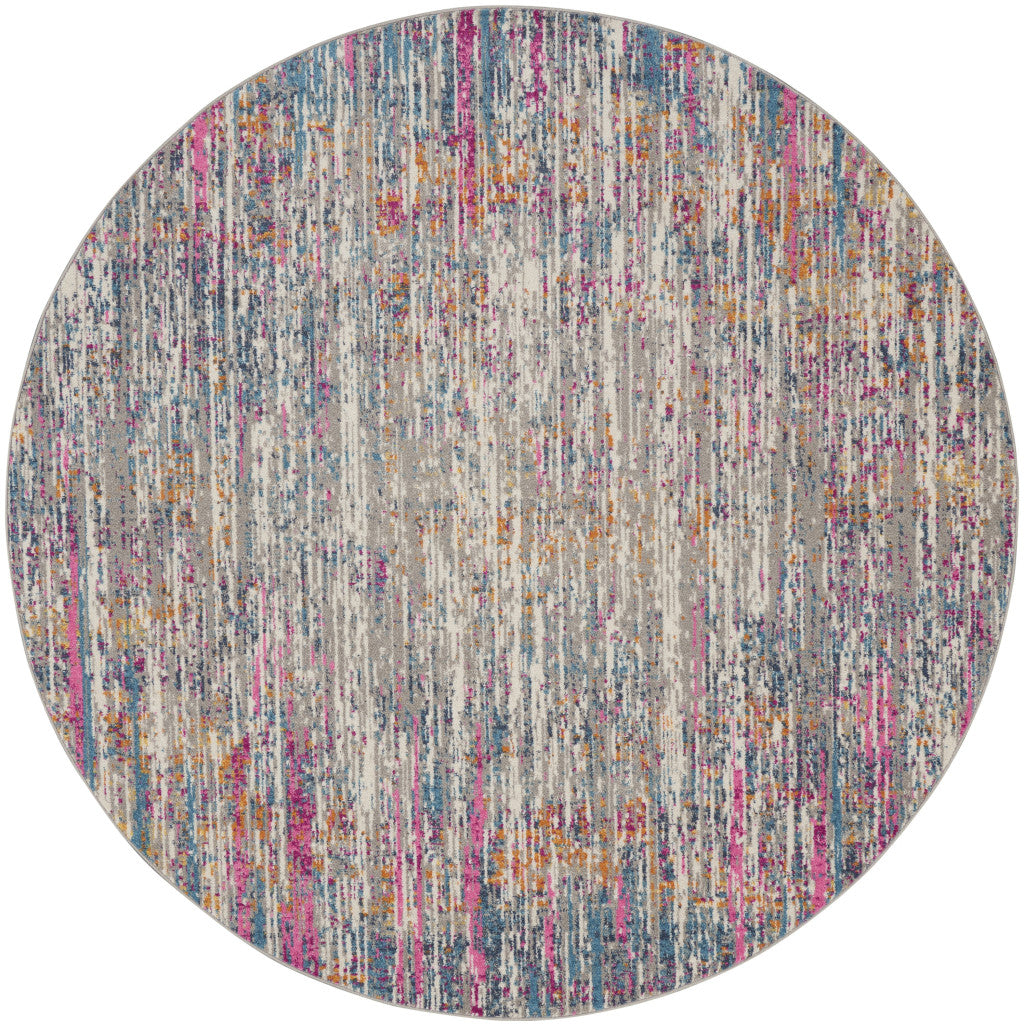 7' X 10' Ivory And Blue Abstract Area Rug-Area Rugs-DECOROLALA