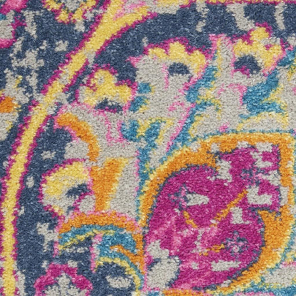 7' X 10' Ivory And Blue Medallion Area Rug-Area Rugs-DECOROLALA