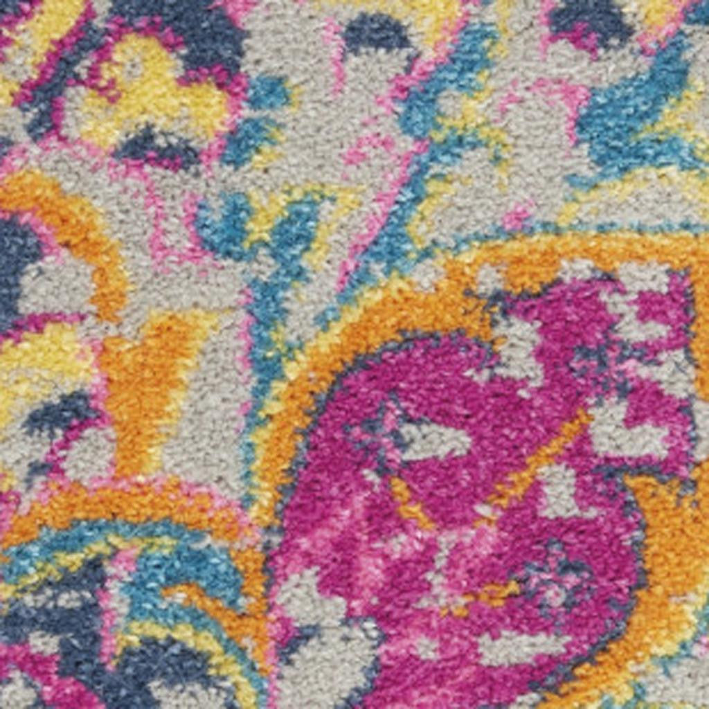 7' X 10' Ivory And Blue Medallion Area Rug-Area Rugs-DECOROLALA