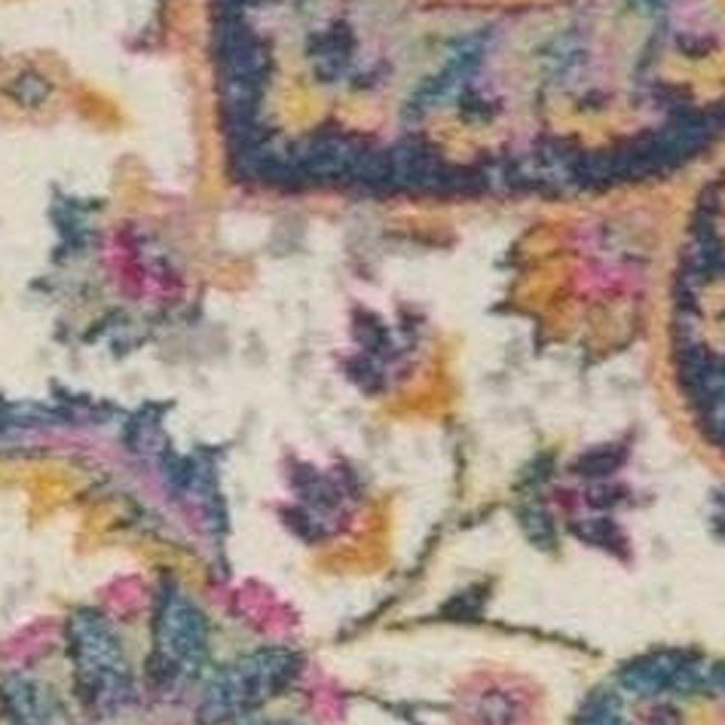 7' X 10' Ivory And Blue Medallion Area Rug-Area Rugs-DECOROLALA