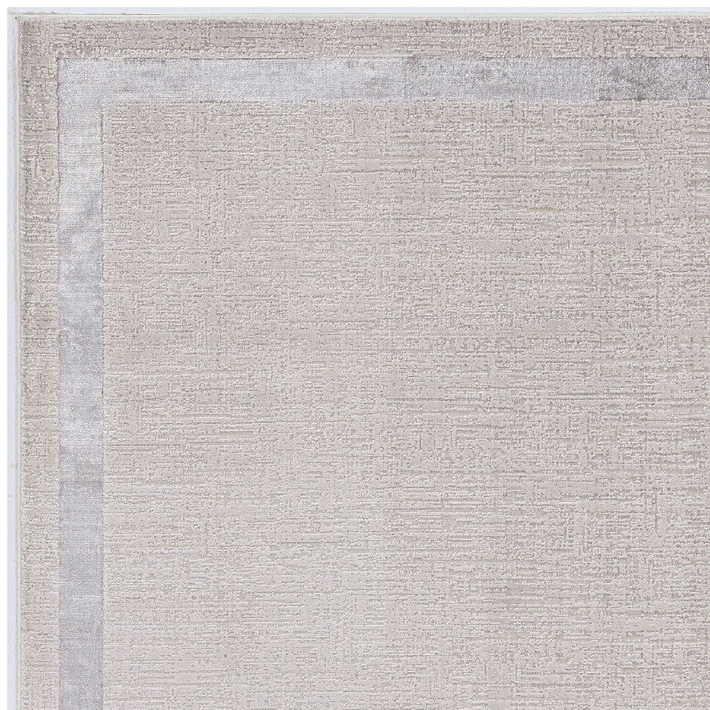 7' X 10' Ivory And Silver Abstract Area Rug-Area Rugs-DECOROLALA