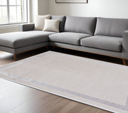 7' X 10' Ivory And Silver Abstract Area Rug-Area Rugs-DECOROLALA