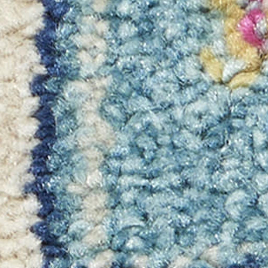 7' X 10' Ivory And Turquoise Oriental Distressed Area Rug-Area Rugs-DECOROLALA