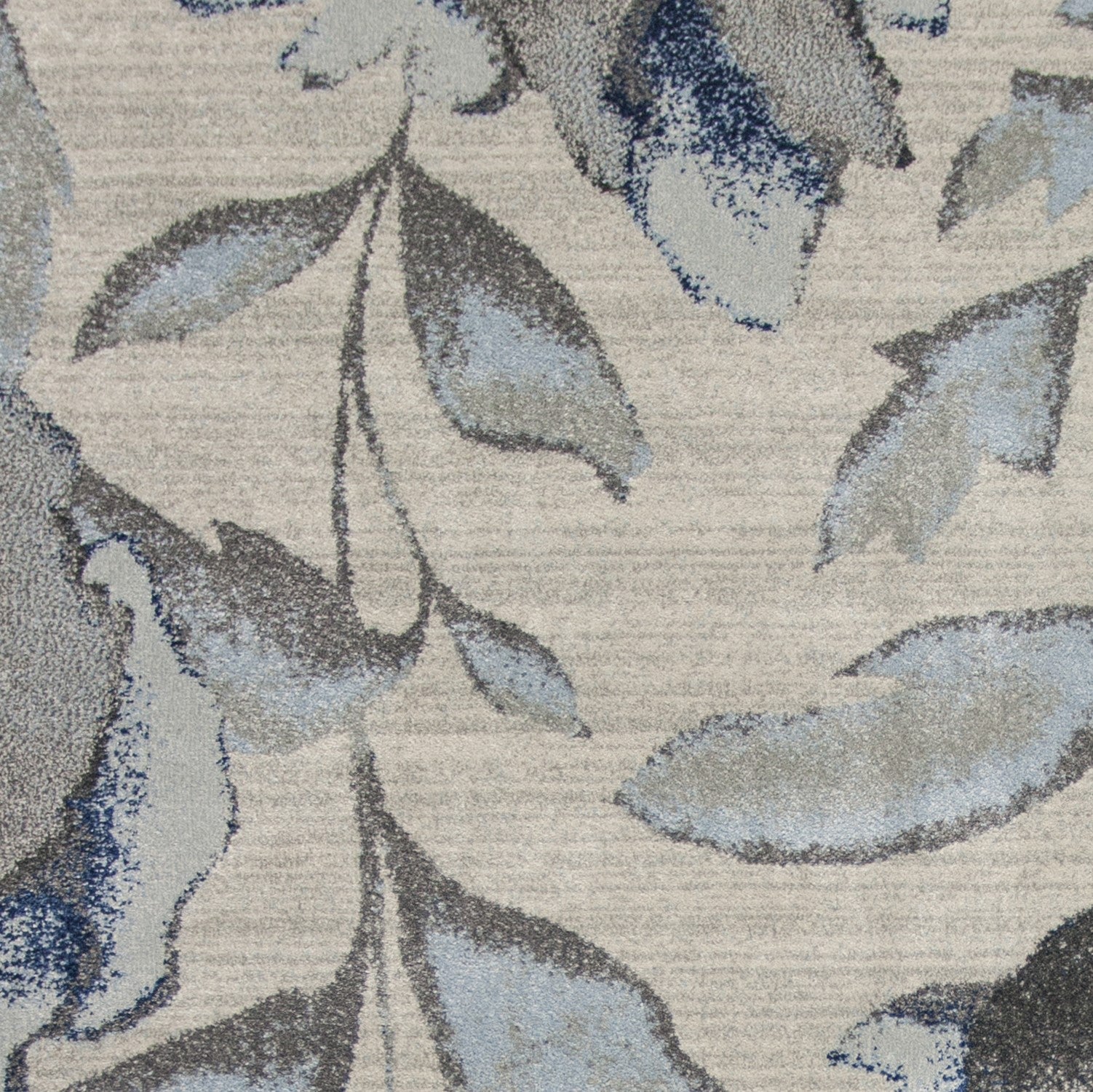 7' X 10' Ivory Blue And Gray Floral Vines Area Rug-Area Rugs-DECOROLALA