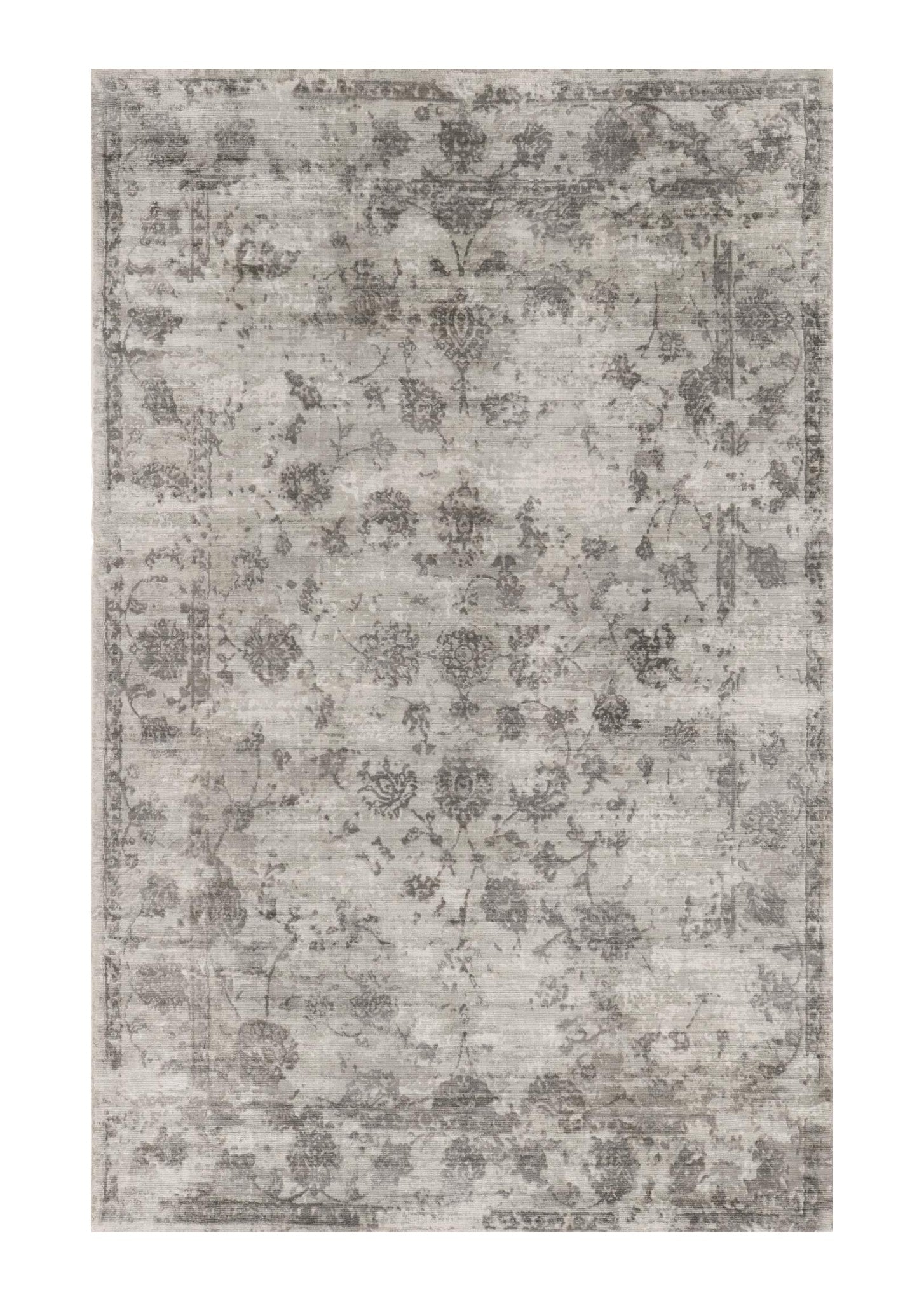 7' X 10' Ivory Gray And Brown Floral Area Rug-Area Rugs-DECOROLALA