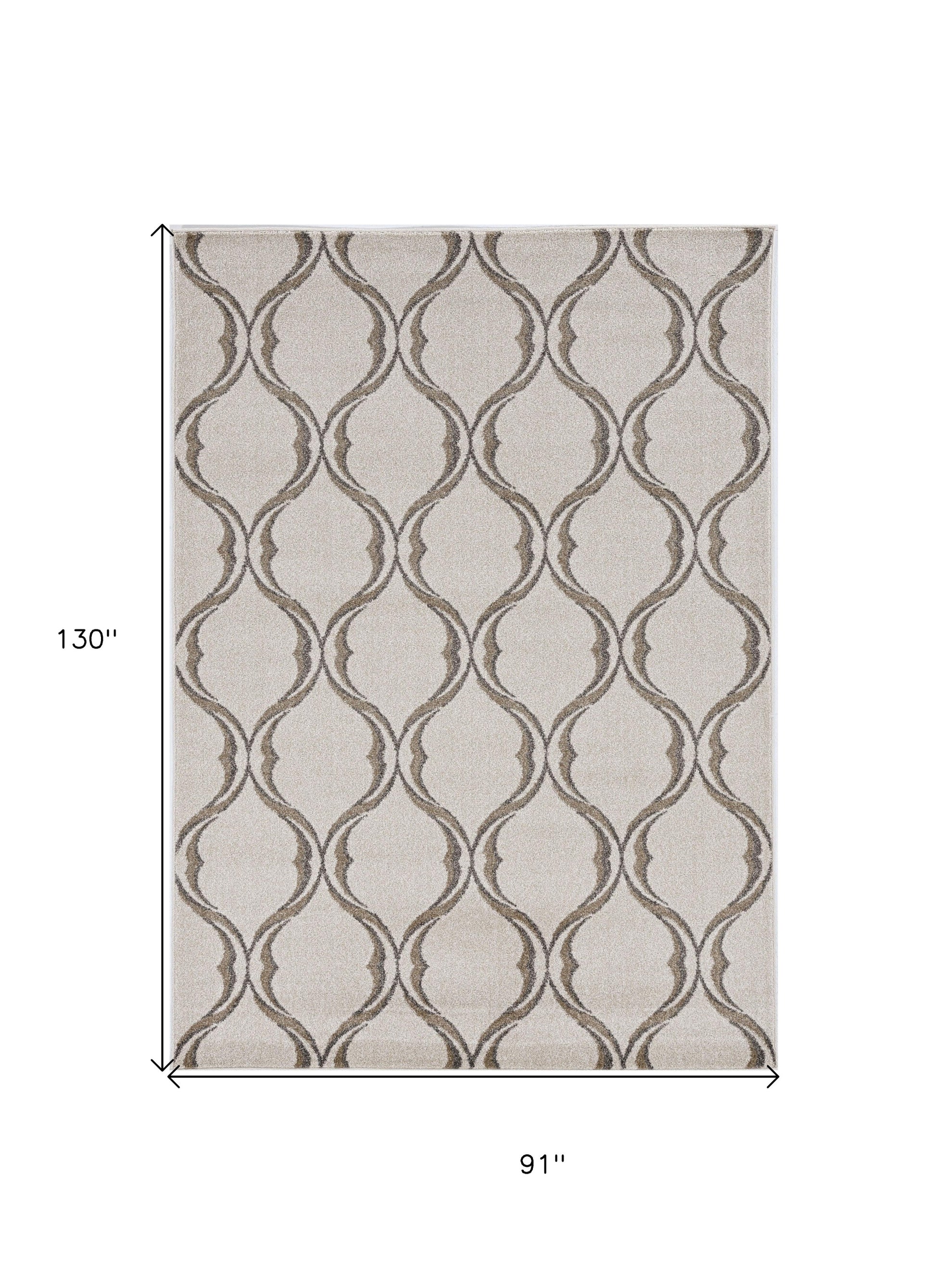 7' X 10' Ivory Moroccan Indoor Outdoor Area Rug-Outdoor Rugs-DECOROLALA