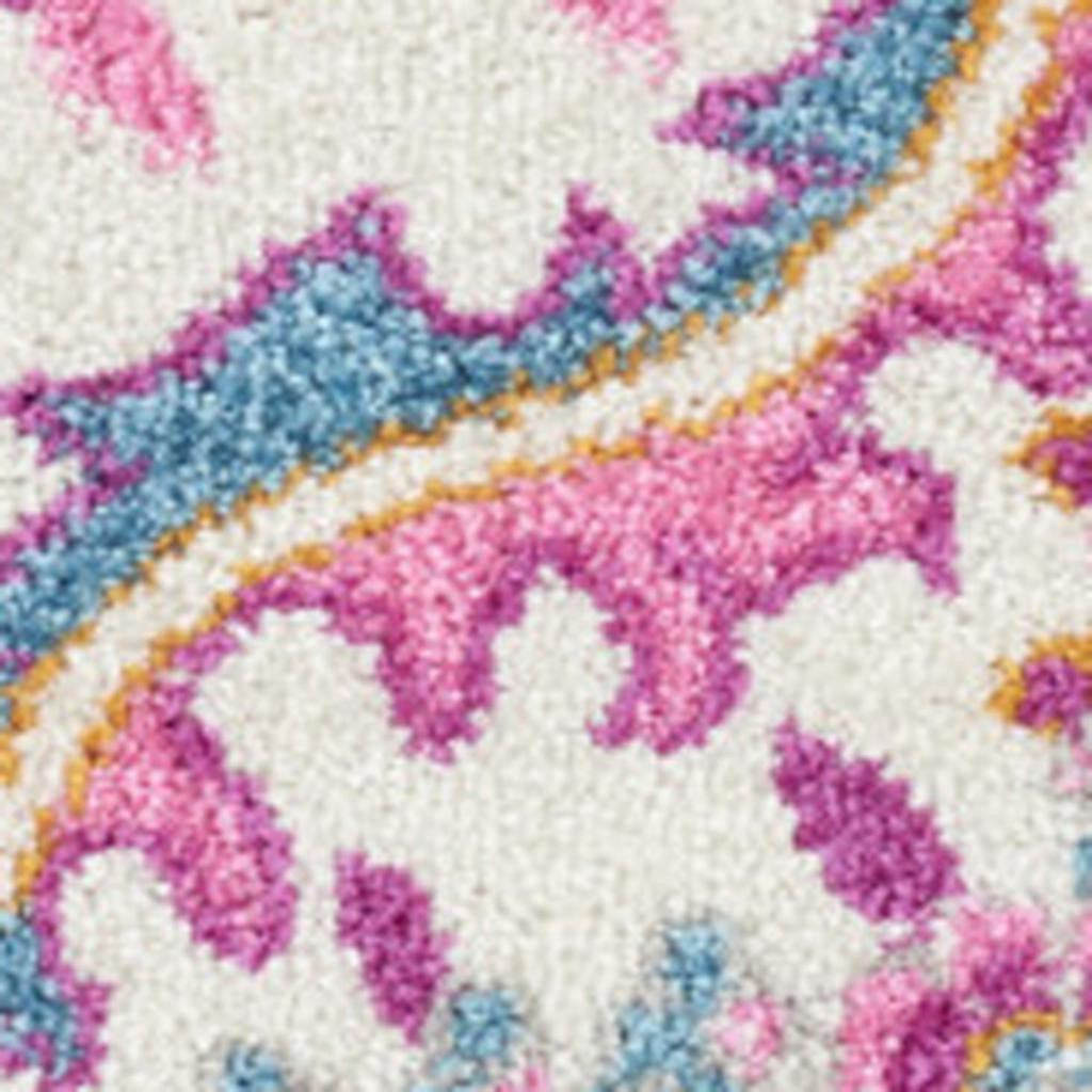 7' X 10' Light Gray And Pink Medallion Area Rug-Area Rugs-DECOROLALA