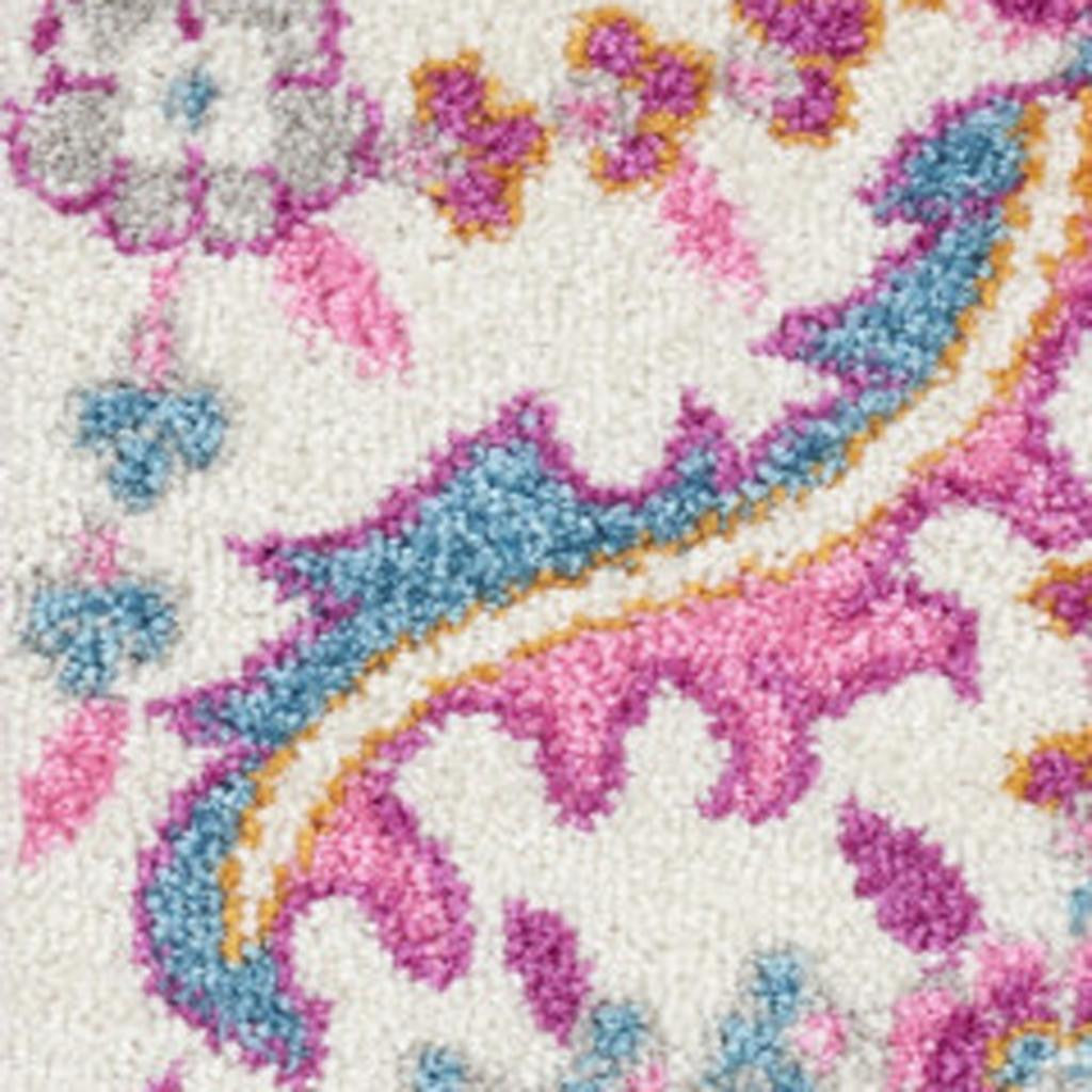 7' X 10' Light Gray And Pink Medallion Area Rug-Area Rugs-DECOROLALA