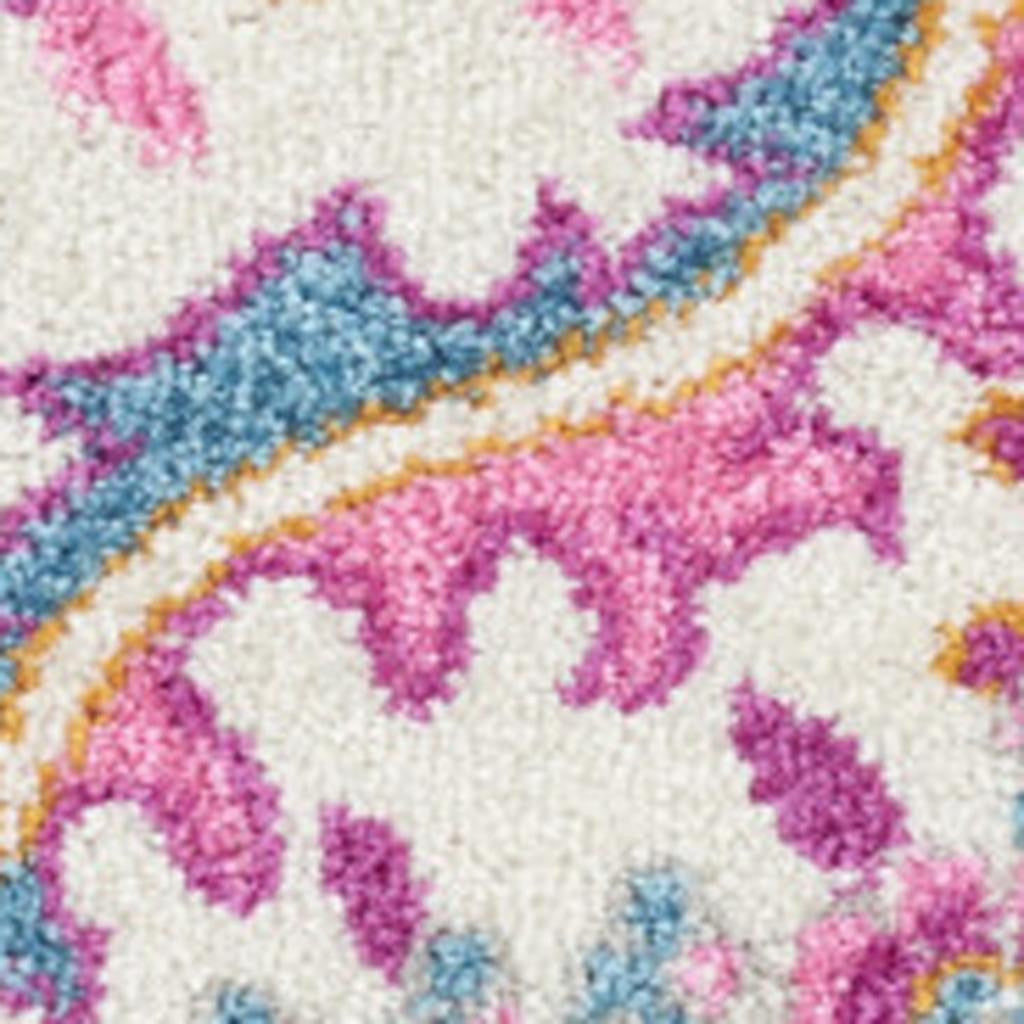 7' X 10' Light Gray And Pink Medallion Area Rug-Area Rugs-DECOROLALA