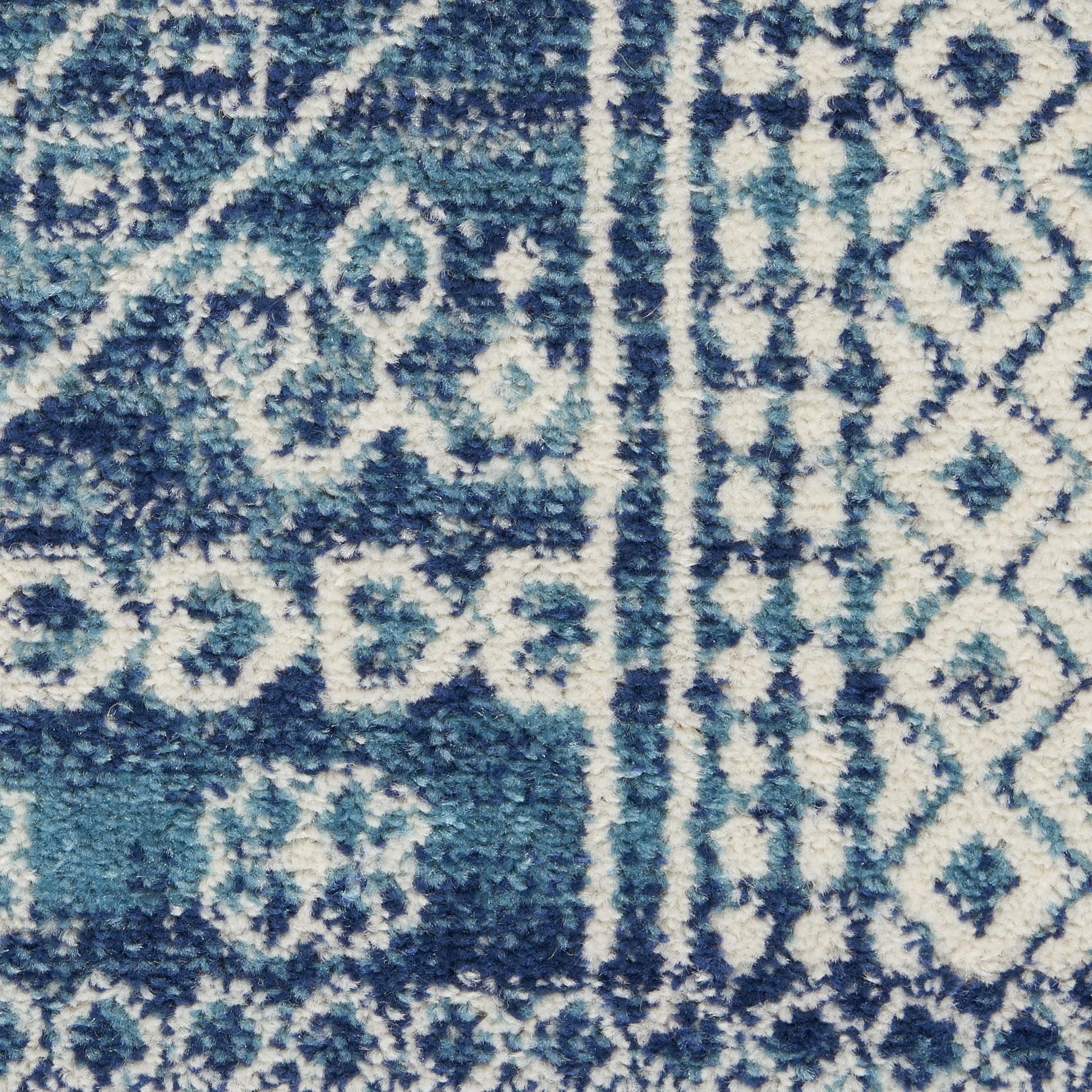 7' X 10' Navy Blue And Ivory Tribal Area Rug-Area Rugs-DECOROLALA