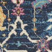 7' X 10' Navy Blue Yellow And Pink Floral Area Rug-Area Rugs-DECOROLALA