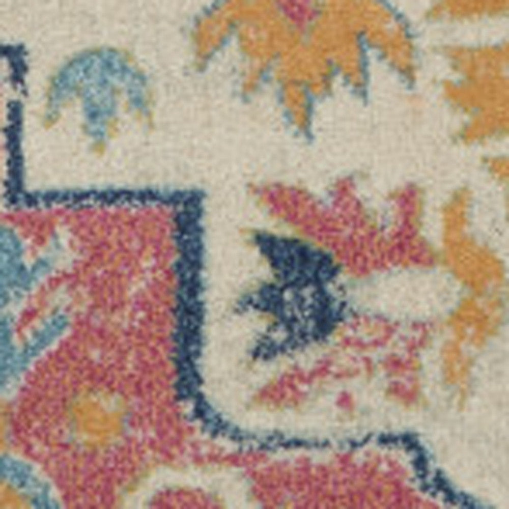 7' X 10' Pink And Ivory Southwestern Distressed Area Rug-Area Rugs-DECOROLALA