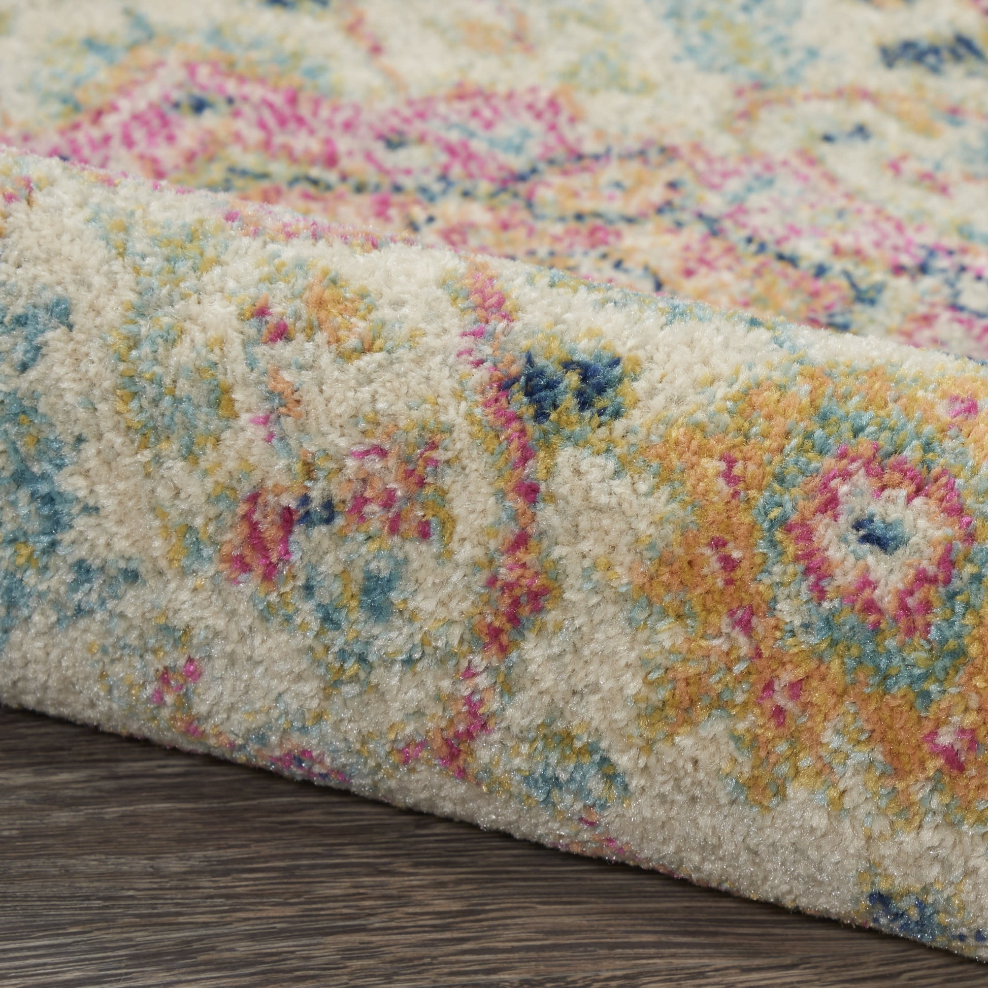 7' X 10' Pink And Ivory Southwestern Distressed Area Rug-Area Rugs-DECOROLALA