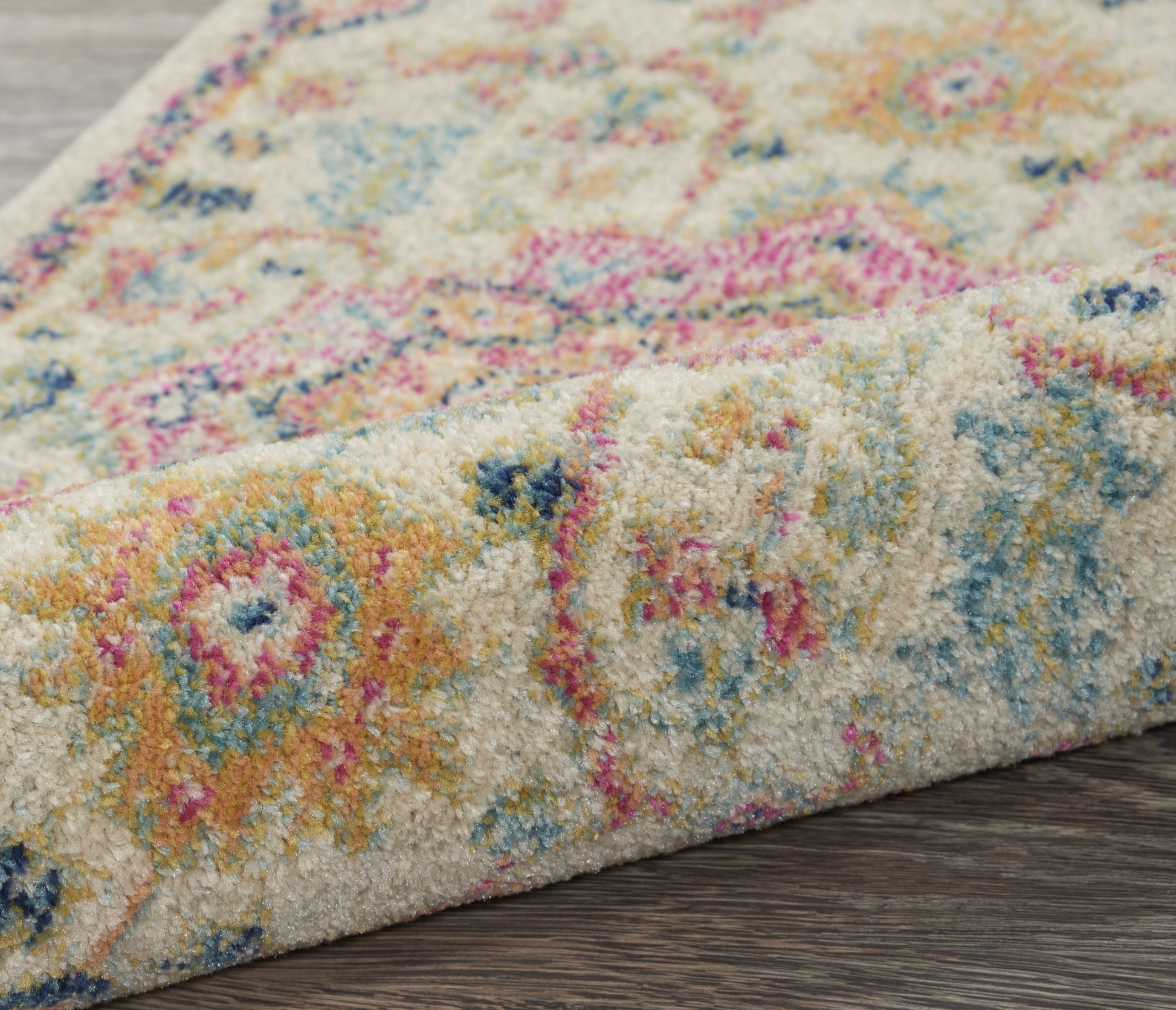 7' X 10' Pink And Ivory Southwestern Distressed Area Rug-Area Rugs-DECOROLALA