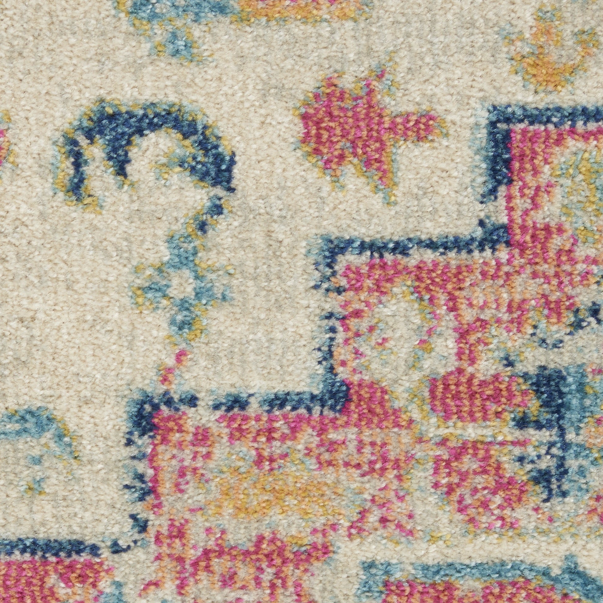 7' X 10' Pink And Ivory Southwestern Distressed Area Rug-Area Rugs-DECOROLALA