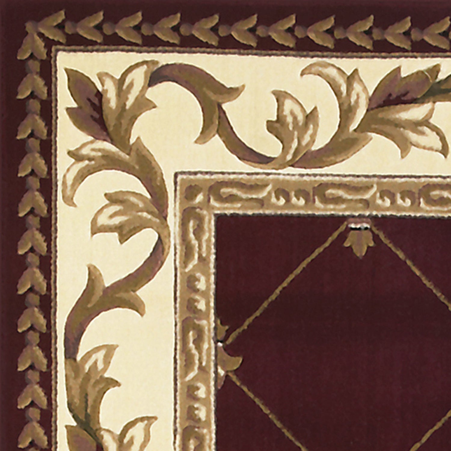 7' X 10' Red And Ivory Floral Vines Area Rug-Area Rugs-DECOROLALA