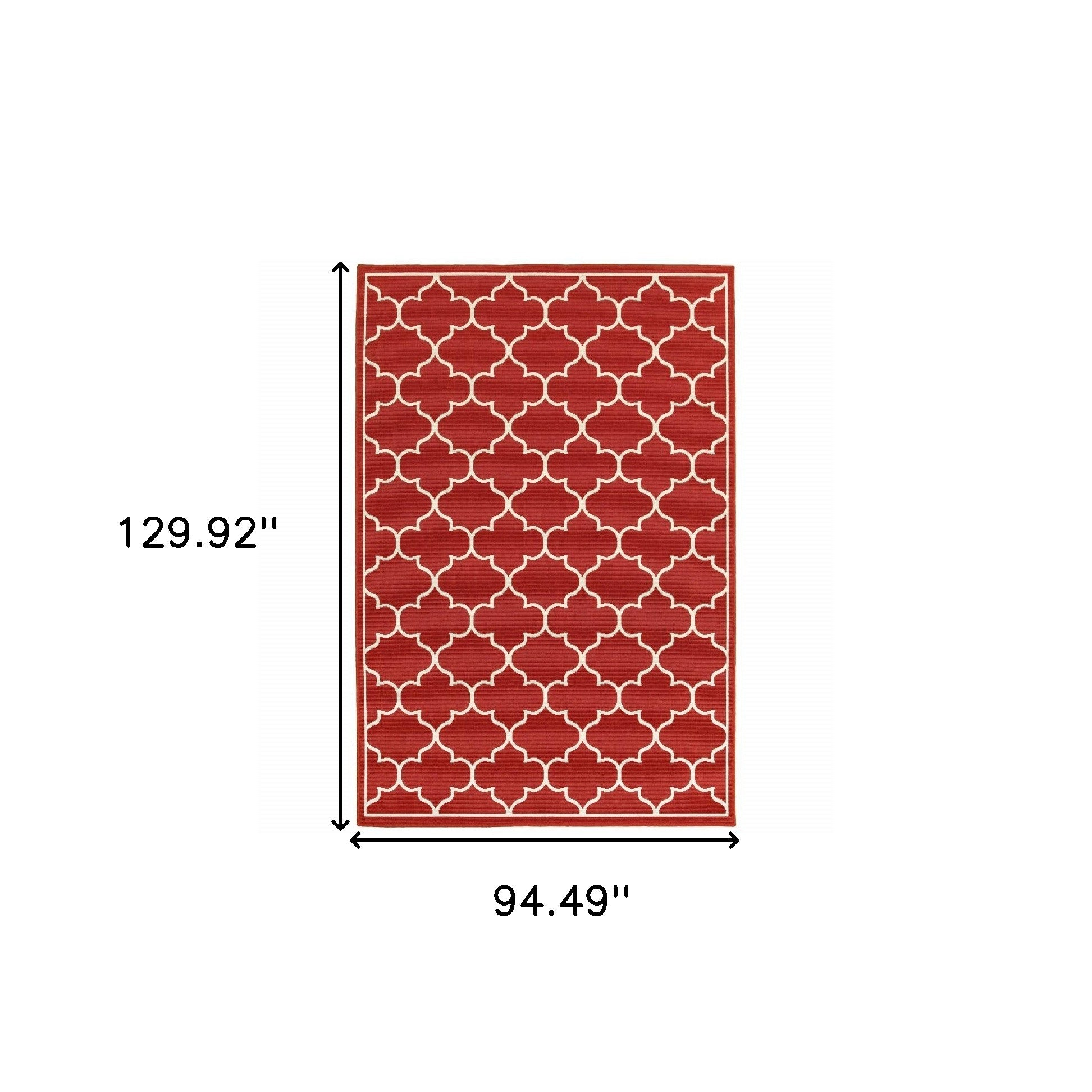 7' X 10' Red And Ivory Indoor Outdoor Area Rug-Outdoor Rugs-DECOROLALA