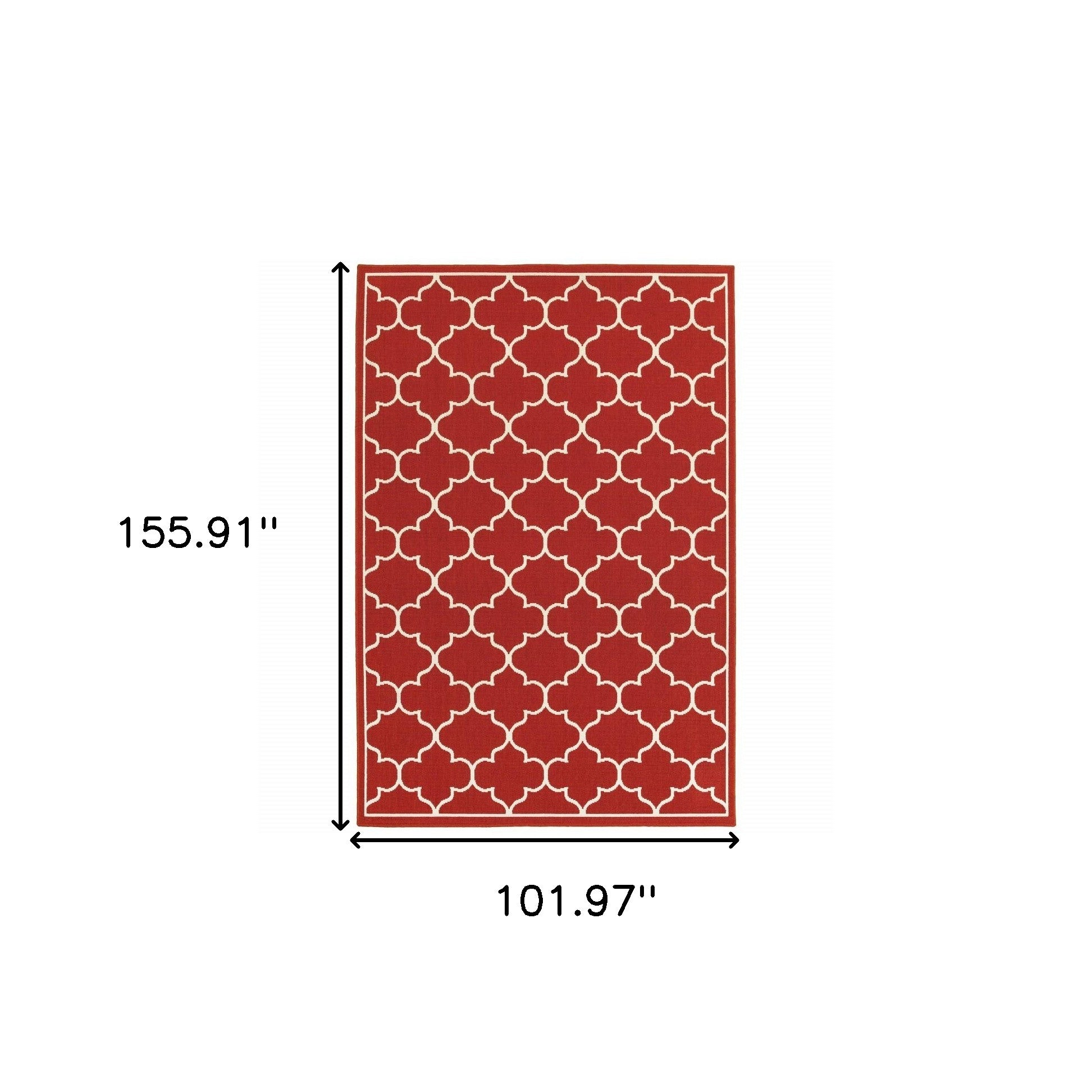7' X 10' Red And Ivory Indoor Outdoor Area Rug-Outdoor Rugs-DECOROLALA