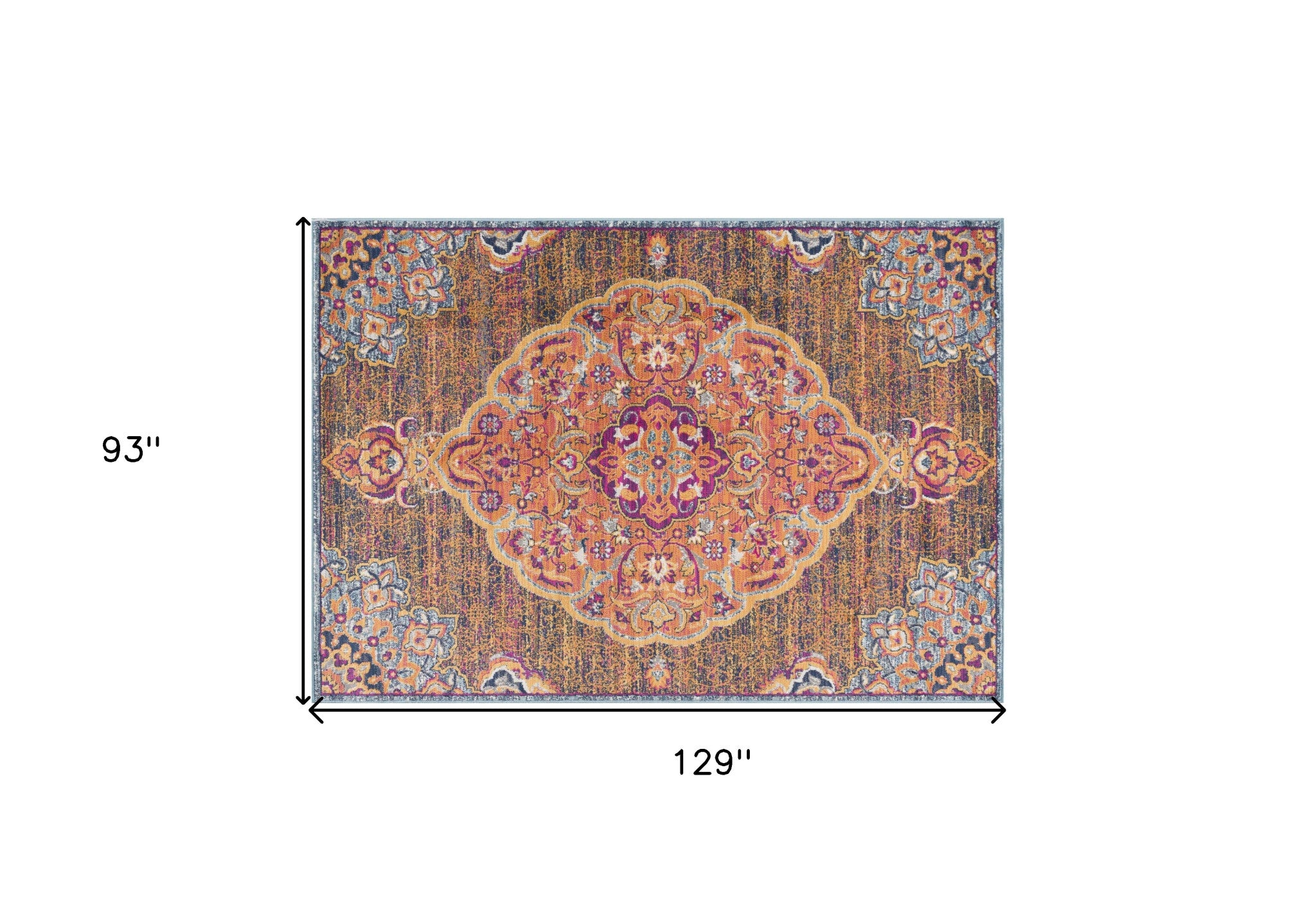 7' X 10' Rustic Orange Medallion Area Rug-Area Rugs-DECOROLALA