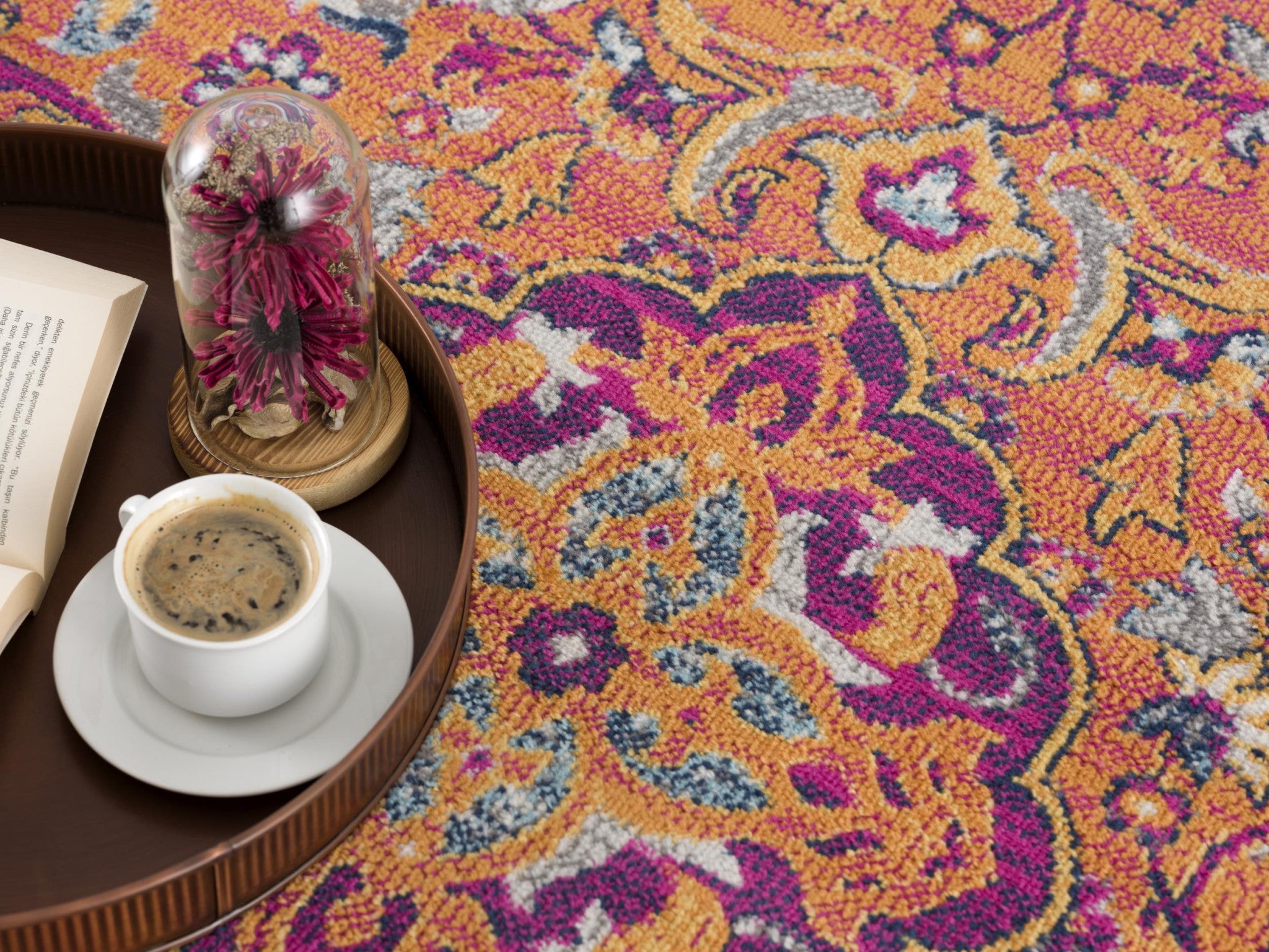 7' X 10' Rustic Orange Medallion Area Rug-Area Rugs-DECOROLALA