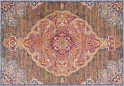 7' X 10' Rustic Orange Medallion Area Rug-Area Rugs-DECOROLALA