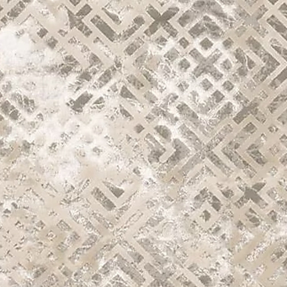 7' X 10' Sand And Light Blue Geometric Area Rug-Area Rugs-DECOROLALA