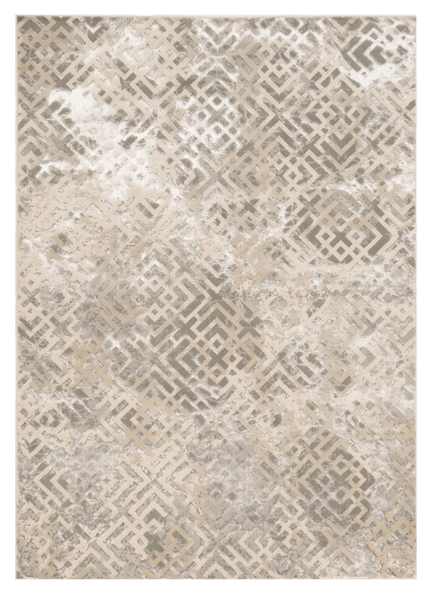 7' X 10' Sand And Light Blue Geometric Area Rug-Area Rugs-DECOROLALA