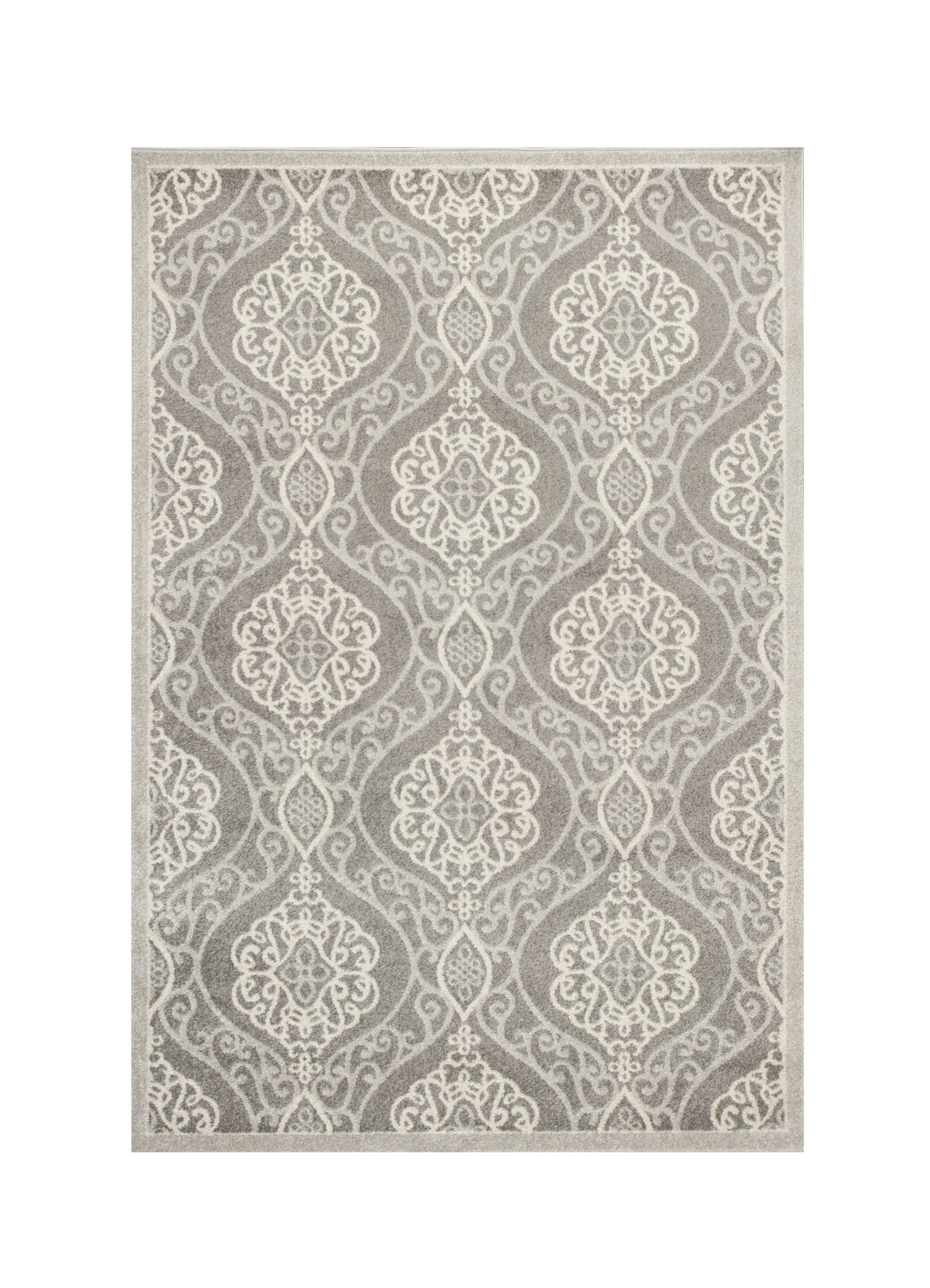 7' X 10' Silver Moroccan Indoor Outdoor Area Rug-Outdoor Rugs-DECOROLALA